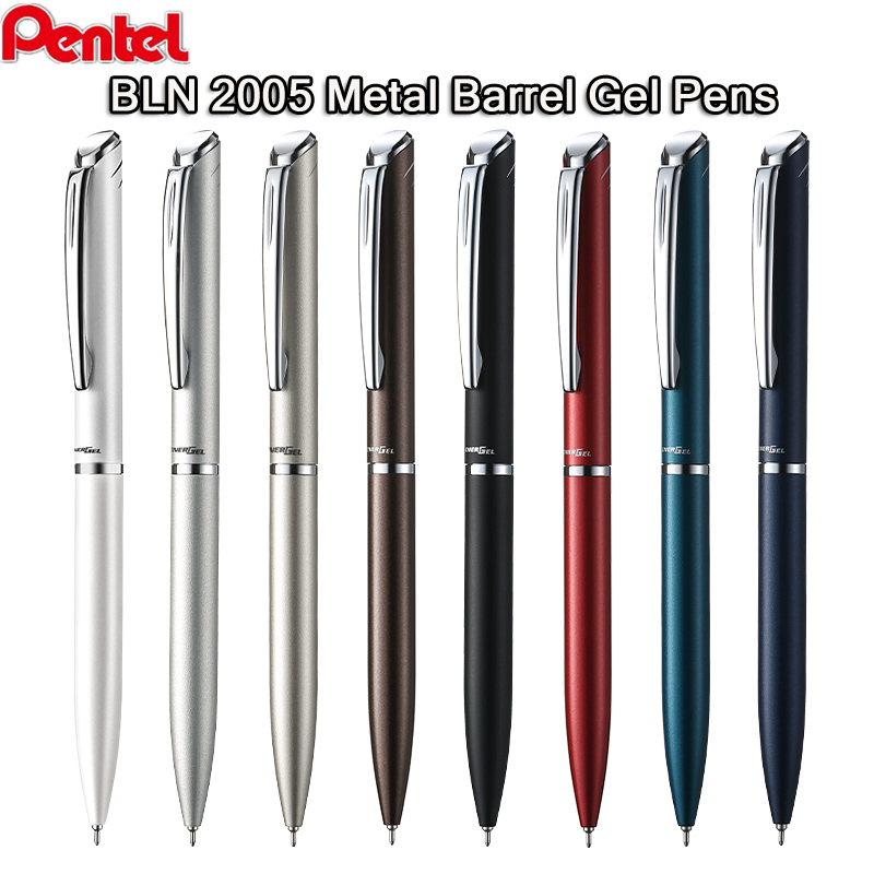 Pentel Pen Sign Pen - ぺんてる BLN2005 全金属ボディ ゲルペン、アソートカラー 低重心回転式サインペン ブラックインク