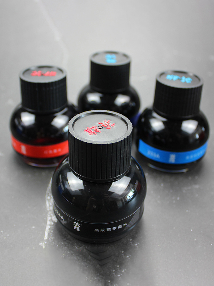 Fountain Pen Bottled Ink - ヒーローインク 書き込み・書道用 ブラック ピュアブルー レッド ブルー