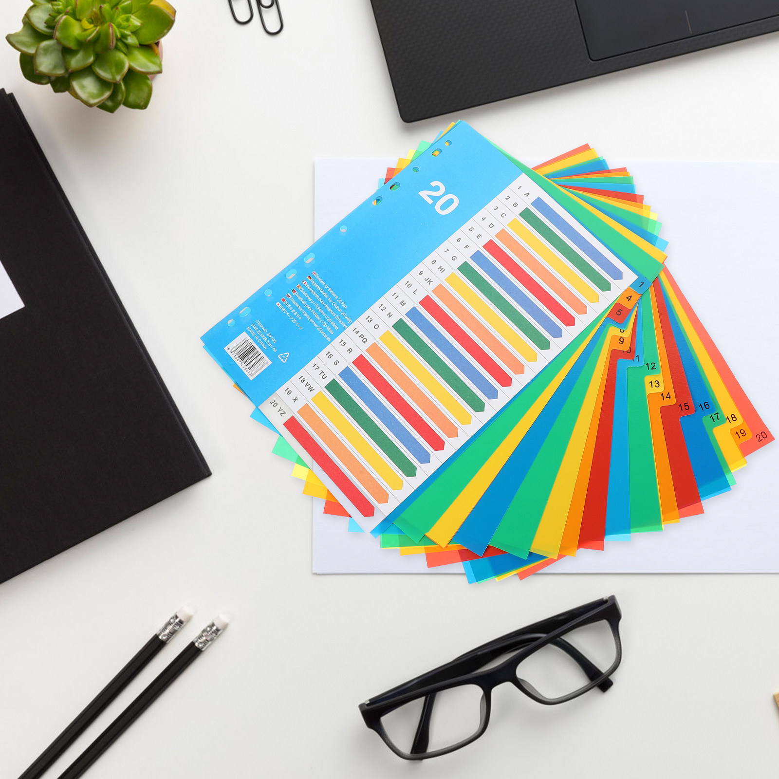 5枚入りバインダーディバイダー、カラープラスチックタブ、オフ - Tab Divider A4 のレビューと価格