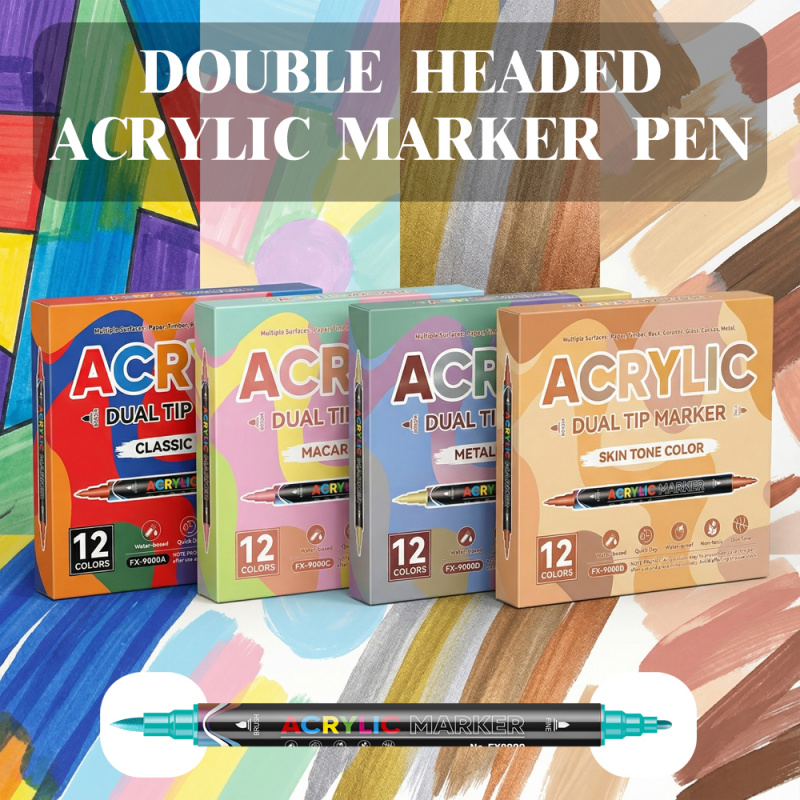アクリルペイントマーカー、デュアルチップブラシ＆ファインアク - Correction Pen Fine のレビューと価格