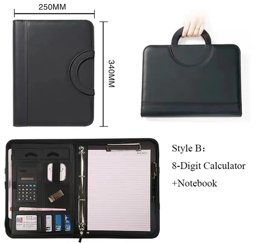 PU レザー A4 ジッパー電卓バインダー会議ファイルパッド - Binder A4 Lever のレビューと価格