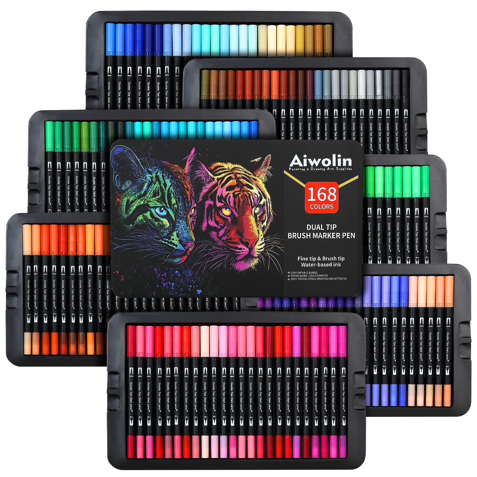 デュアルブラシマーカーペン、168色アートマーカーセット、細 - Correction Pen Fine のレビューと価格