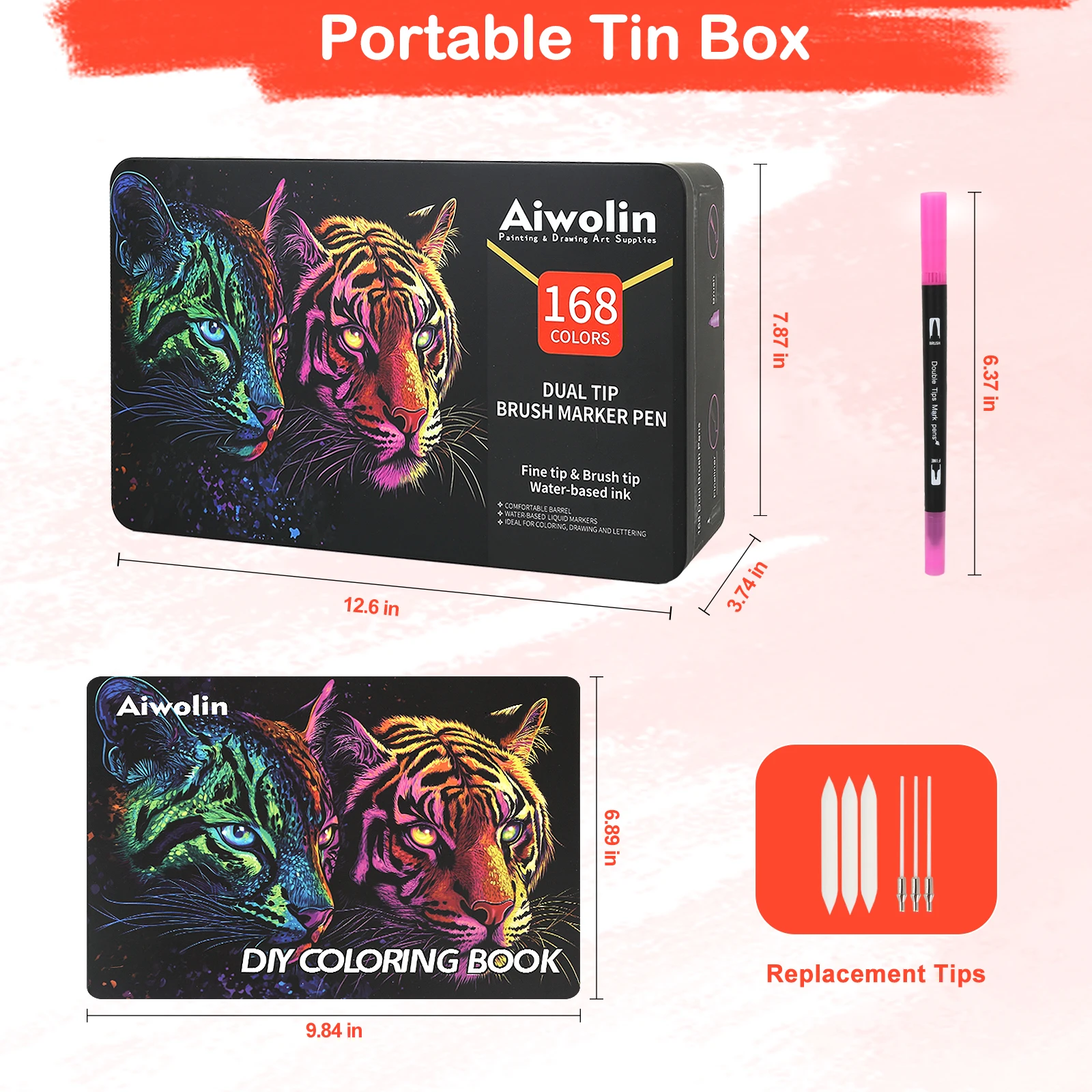 デュアルブラシマーカーペン、168色アートマーカーセット、細 - Correction Pen Fine のレビューと価格